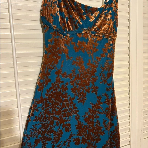 Sincerely Jules Blue and velvet Brown Maxi Dress! Size small! - Picture 2 of 4